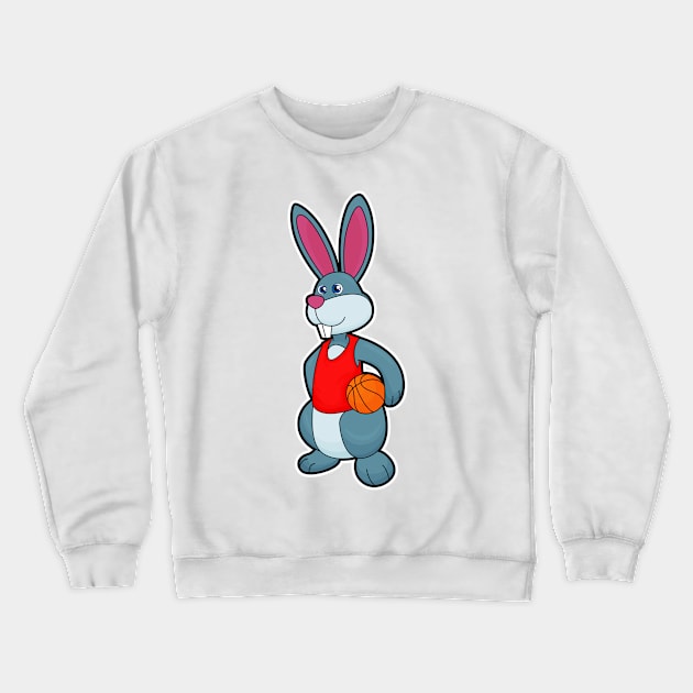 Rabbit as Basketball player with Basketball Crewneck Sweatshirt by Markus Schnabel